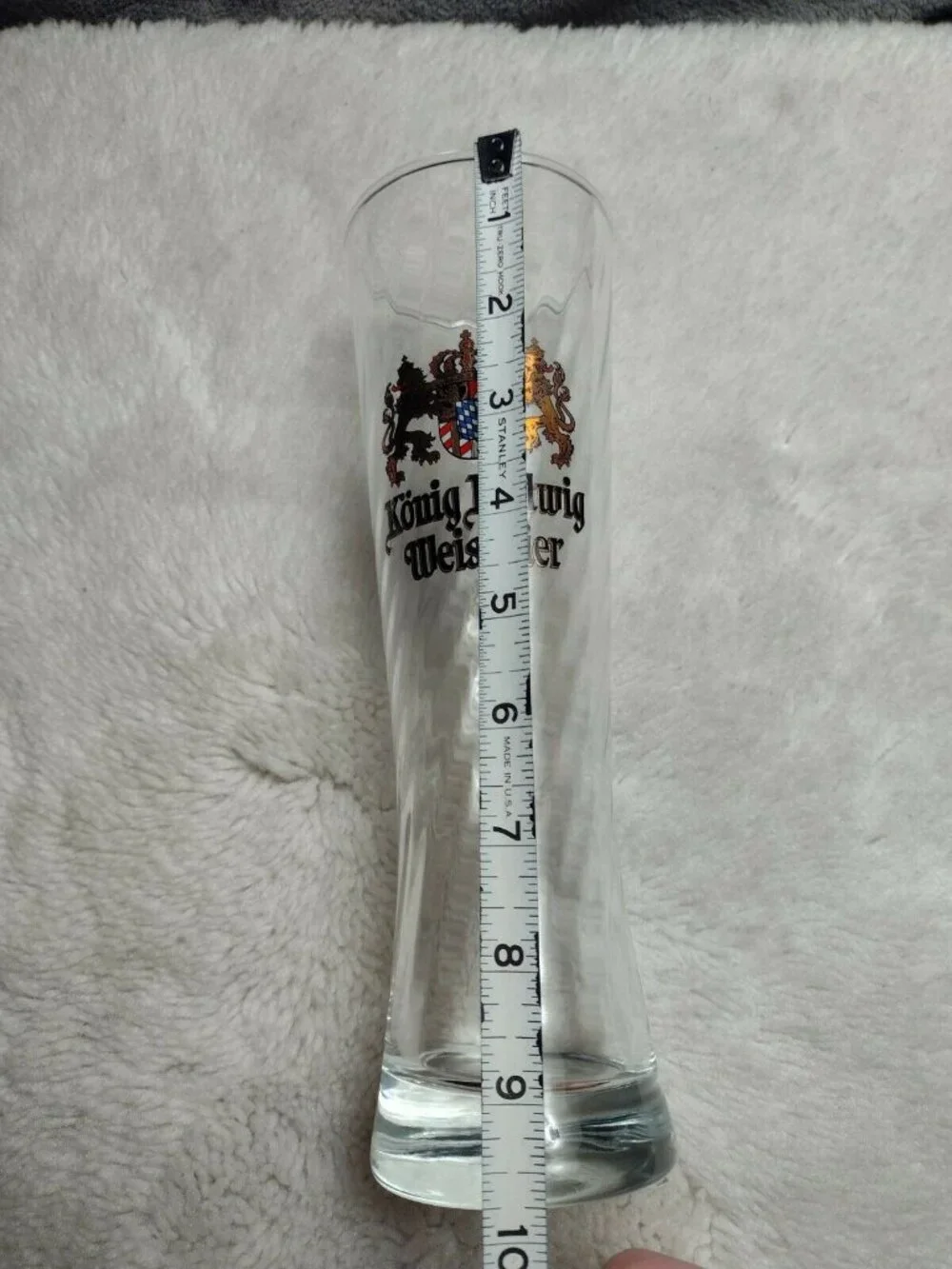 Konig Ludwig Weissbier Tall Beer Glass 0.5L Bavaria Germany Crest Drinking